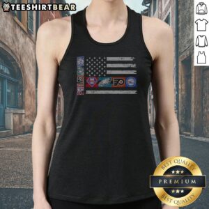 Hot Philadelphia Sport Teams Phillies Eagles Flyers 76ers USA Independence Day Flag Tank Top
