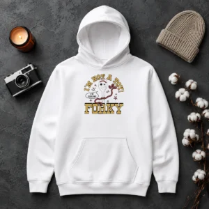 Good Im Not A Toy Story Forky Im Trash Hoodie in black with front graphic print, comfortable pullover style