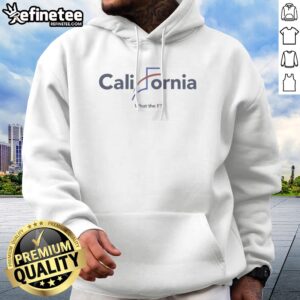 Nice California What The F Political Parody Design hoodie in black, featuring bold white and red text on the front