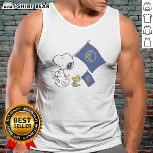 Original Snoopy And Woodstock Holding Golden State Warriors Flags To Cheer Tank top in vibrant colors