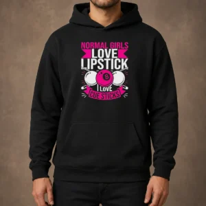 Official Billiards Player Pool 8 Ball Normal Girls Love Lipstick I Love Cue Sticks Hoodie