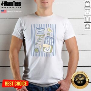 Sardines Tin Coastal Mediterranean Seafood shirt featuring a vibrant seafood design