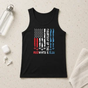 Pretty Courtesy Of The Red White And Blue America US Flag Patriotic 4th Of July Tank Top