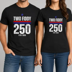 Pretty Two Fiddy 250 17762026 USA t shirt in classic crew neck style with bold graphic print