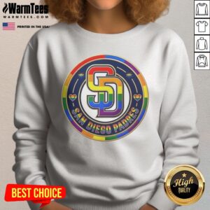Awesome San Diego Padres Pride MLB Logo sweatshirt featuring a vibrant team logo and comfortable fit.
