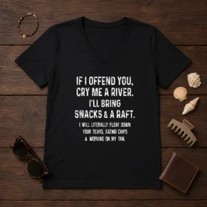 Pretty If I Offend You Cry Me A River Snacks And A Raft V-Neck Shirt