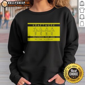 Awesome Kraftwerk Multimedia Tour 2026 May June UK Ireland Music Electronic Band Tour Sweatshirt featuring vibrant graphics.