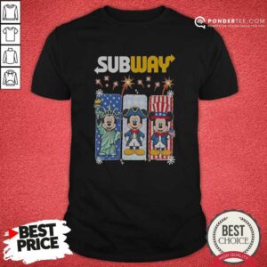 Good Subway Mickey Mouse Statue Of Liberty Uncle Sam Fourth Of July shirt optimized featuring patriotic graphic on a classic crew neck tee