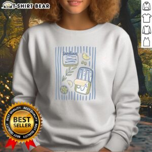 Top Sardines Tin Coastal Mediterranean Seafood Sweatshirt featuring a vibrant coastal design