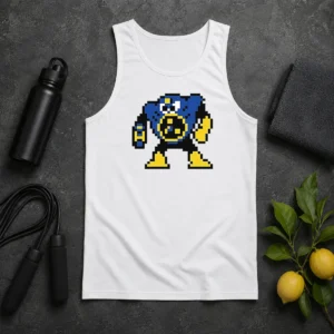 Original Blue Robot Pixel Art Mega Man Style Tank Top