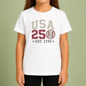 Good USA 250 EST 1776 Baseball Team Spirit Kids T-Shirt