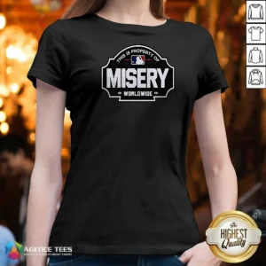 Official Property Of Misery Worldwide V Neck Shirt v neck optimized front view on a neutral background