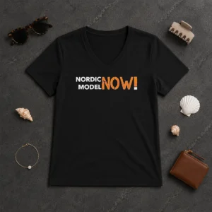 Awesome Nordic Model Now! Slogan V-Neck Shirt
