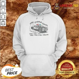 Top Joe Stamm Band Every Time I Fall Lord I Find A Way Forward Police Car Hoodie hoodie optimized in black with front pocket and drawstring hood
