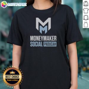 Original Moneymaker Social Paducah Logo Ladies Shirt featuring a vibrant logo on a comfortable fabric.