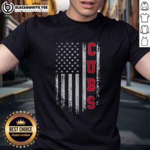 Nice Vintage Cubs Name American US Flag Sports Shirt displayed on a neutral background, showcasing its vintage style.