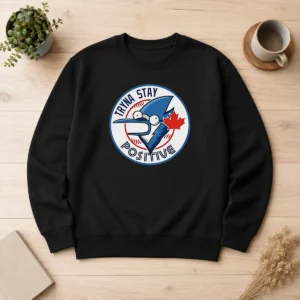 Hot Tryna Stay Positive Mordecai Regular Show Blue Jays Baseball Logo Parody Sweater