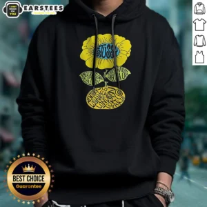 Top Love Island UK Tommy Murphy Stussy Sunflower Hoodie in black with sunflower graphic on front