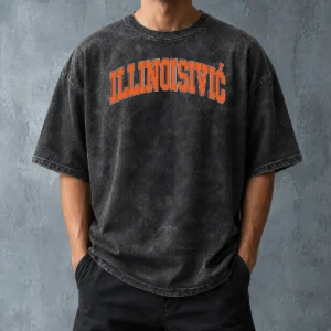 Original Illinoisivic Il Balkan Ball Washed T Shirt showing front view of soft washed cotton tee