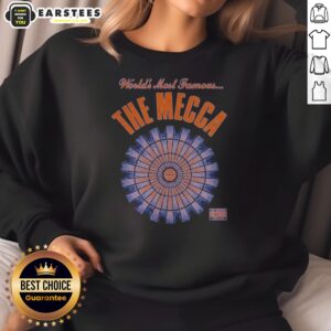 Funny World'S Most Famous The Mecca sweatshirt in dark gray with bold white text on front
