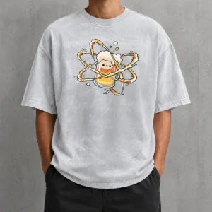 Official Beer Atom Washed T Shirt displayed on a flat lay showing soft fabric texture and faded color