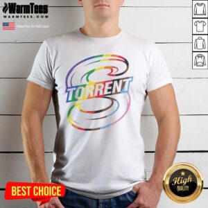 Awesome Seattle Torrent Pride Logo LGBT shirt showcases vibrant colors and bold design for pride celebrations.
