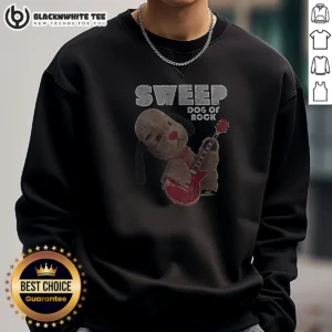Awesome Sooty Dog Of Rock Sweep Sweashirt in charcoal gray, showing front print and crew neck style