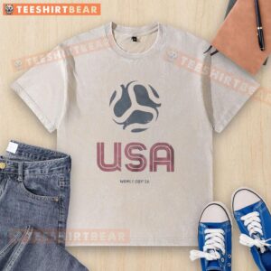 Pretty United States Home Advantage Soccer Ball World Cup 26 T-shirt showcasing vibrant design and patriotic colors.
