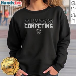 Top Yellowjacket Mascot Always Competing sweatshirt displayed in vibrant colors and cozy fabric.