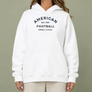 Awesome American Football Urbana Illinois Est 1997 Hoodie in dark gray with front pocket and drawstring hood