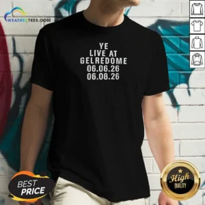 Official Kanye West Ye Live At Gelredome 06 06 26 06 08 26 V Neck Shirt v neck optimized in black with bold graphic
