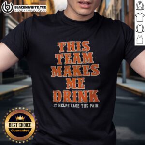 Top This Team Makes Me Drink Orange Blue It Helps Ease The Pain Ny Mets Shirt displayed on a flat lay background