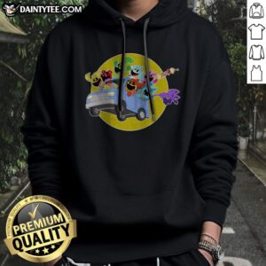 Cute Poppy Playtime Smiling Critters Drive Car Hoodie in black with colorful character print on front