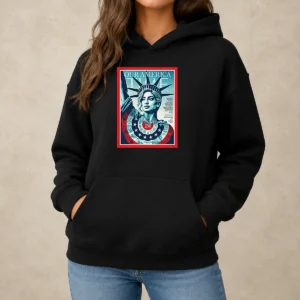 Nice Our America Time Magazine July 6 2026 Hoodie in charcoal gray with front pocket and drawstring hood