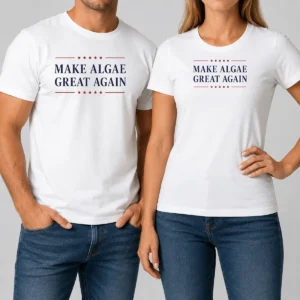 Good Make Algae Great Again t shirt in classic fit with green slogan print on white cotton fabric