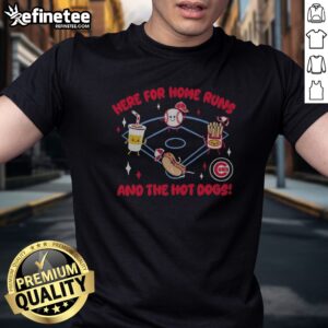 Top Here For Home Runs And The Hot Dogs Chicago Cubs MLB Mascot Cartoon Food t-shirt featuring a fun design