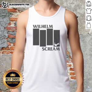 Top Wilhelm Scream Black Flag Tank Top in black featuring a bold graphic design on front