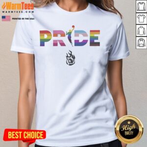 Official Portland Fire 2026 WNBA Pride LGBT Pattern Flag ladies tee featuring vibrant colors and a unique design