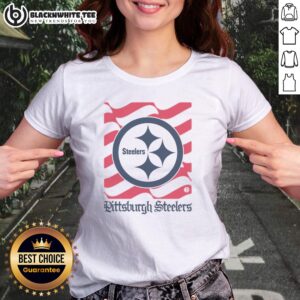Funny Pittsburgh Steelers American Heritage Wordmark Ladies Shirt featuring a bold team design.