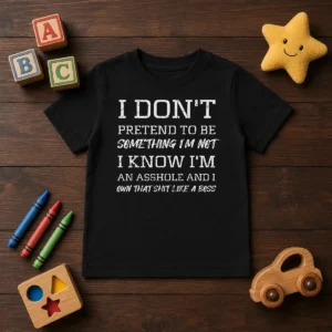 Pretty I Don'T Pretend To Be Something I'M Not I Know I'M An Asshole And I Own That Shit Like A Boss Kids T-Shirt