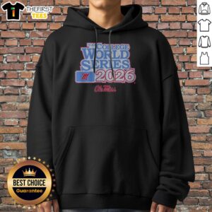 Pretty Ole Miss Baseball 2026 College World Series Hoodie in navy blue with bold graphics