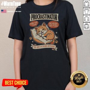 Awesome Procrastinator Cat ladies tee featuring a playful cat design perfect for cat lovers.