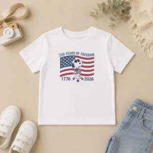 Pretty Snoopy Wearing Sunglasses 250 Years Of Freedom 1776 2026 Kids T-Shirt