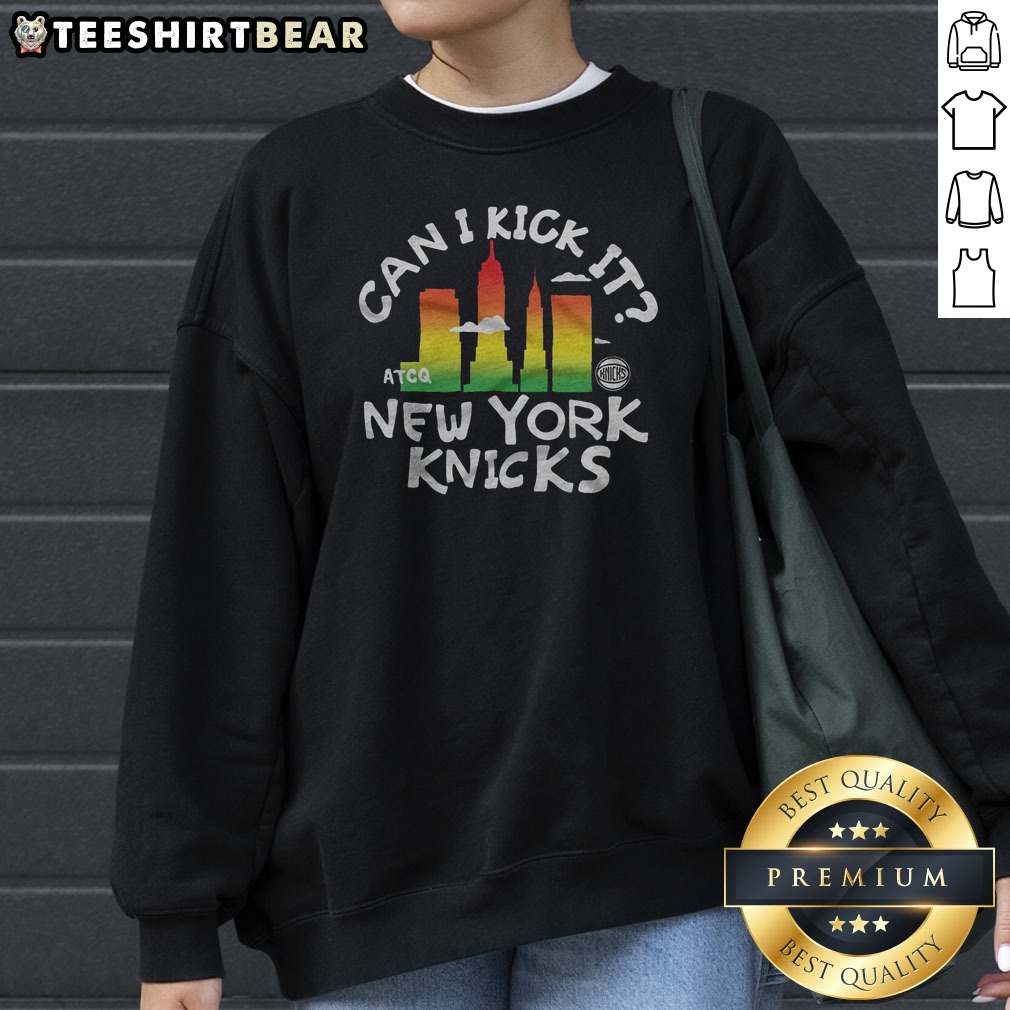 funny-a-tribe-called-quest-x-new-york-knicks-can-i-kick-it-sweatshirt Funny A Tribe Called Quest X New York Knicks Can I Kick It Sweatshirt in navy blue featuring bold graphic print
