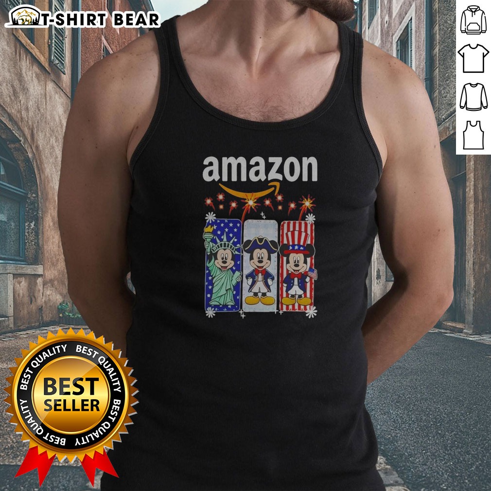 funny-amazon-mickey-mouse-statue-of-liberty-uncle-sam-patriotic-tank-top Funny Amazon Mickey Mouse Statue Of Liberty Uncle Sam Patriotic Tank Top with vibrant graphic print on white sleeveless shirt