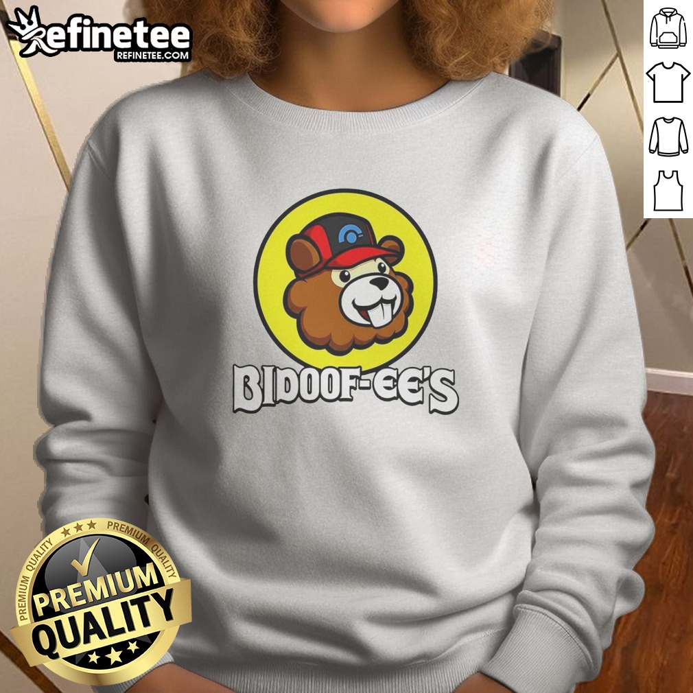 funny-bidoof-ees-bidoof-buc-ees-logo-sweatshirt Funny Bidoof Ees Bidoof Buc Ees Logo sweatshirt in light gray, featuring a playful graphic on the chest