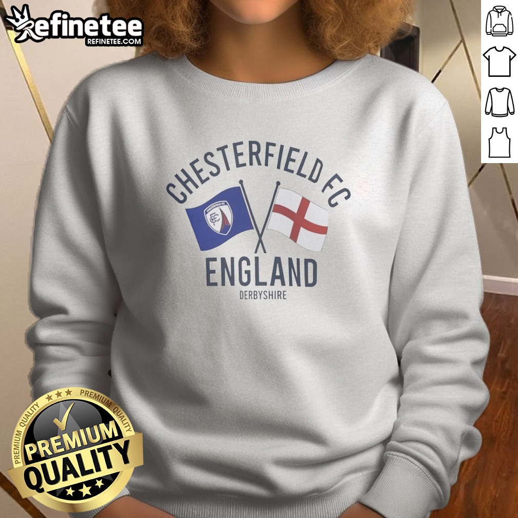 funny-chesterfield-fc-england-derbyshire-crossed-flags-crest-emblem-sport-fan-club-sweatshirt Funny Chesterfield FC England Derbyshire Crossed Flags Crest Emblem Sport Fan Club sweatshirt in charcoal gray