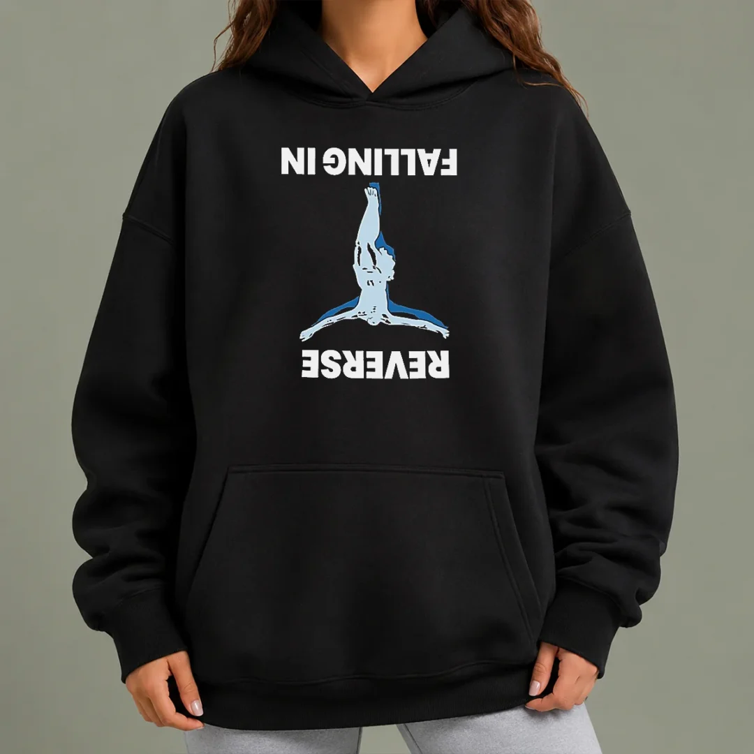 funny-falling-in-reverse-hoodie Funny Falling In Reverse Hoodie in black, featuring bold graphic print and adjustable drawstring hood