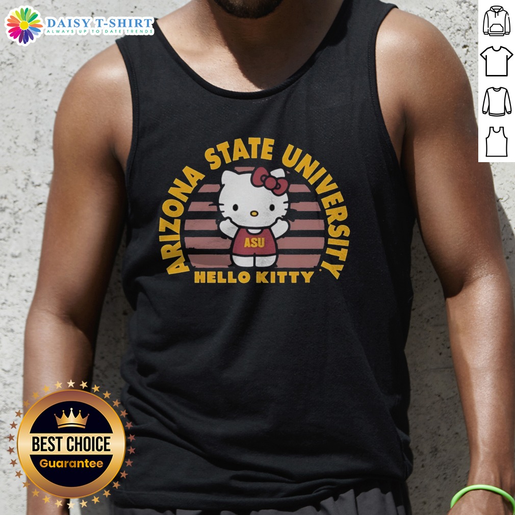 Funny Hello Kitty Arizona State University Collegiate Style Icon Graphic Asu Tank Top Funny Hello Kitty Arizona State University Collegiate Style Icon Graphic Asu Tank Top featuring vibrant colors and a playful design.