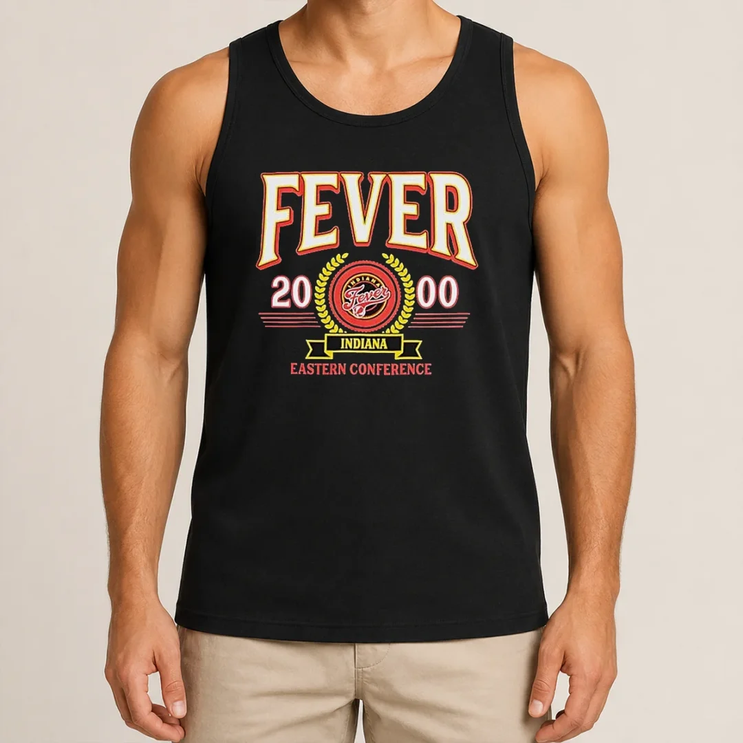 Funny Indiana Fever 2000 Eastern Conference Tank Top Funny Indiana Fever 2000 Eastern Conference tank top in black, sleeveless casual wear with vintage basketball graphic